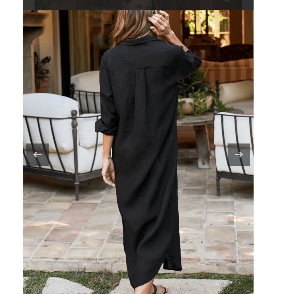 Frank Eileen Rory midi Button Up Shirt Dress Raw Hem size xs oversized - Picture 6 of 9